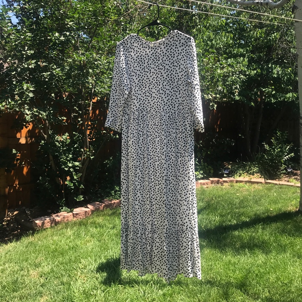 Quarter Sleeve Polka Dotted Dress